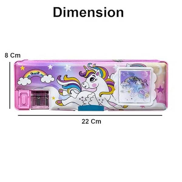 PARTEET Stationery Combo of 1 Plastic Pink Pencil Box Assorted Design3 - LXINDIA.COM