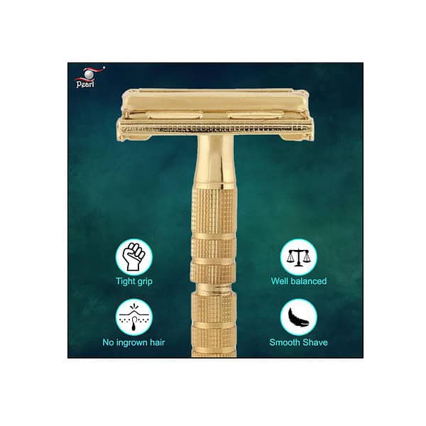 PEARL Men Shaving Double Edge Butterfly Safety Razor Ls 01 Gold B - LXINDIA.COM