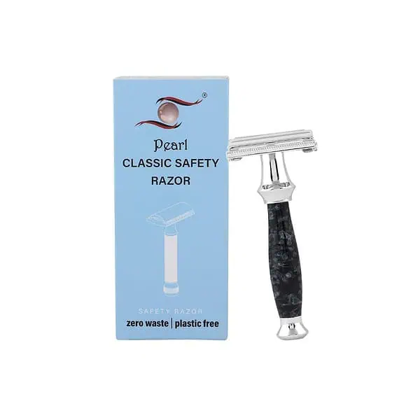 PEARL Men Shaving Double Edge Safety Razor Ss 95 Marble Black - LXINDIA.COM