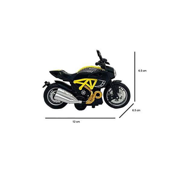 PLUSPOINT Diecast Bike Motorcycle Toy Scale Model Pull Back Dazzle Yellow B - LXINDIA.COM