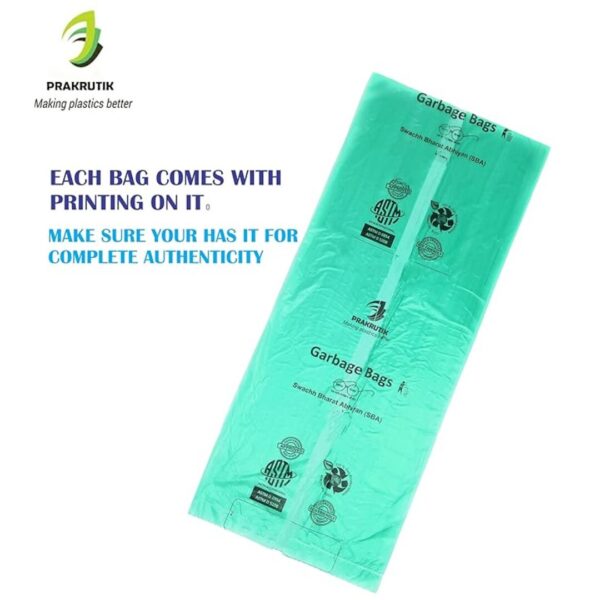 PRAKRUTIK Garbage Bags Biodegradable Green Medium Size 90 Count 1 - LXINDIA.COM