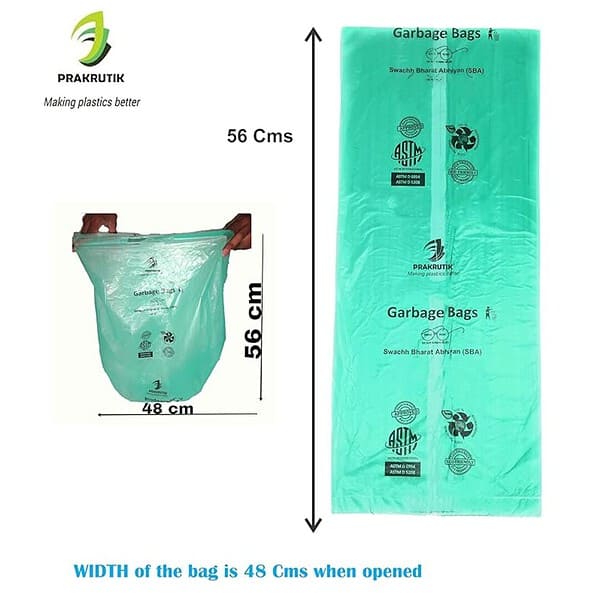 PRAKRUTIK Garbage Bags Biodegradable Green Medium Size 90 Count 2 - LXINDIA.COM