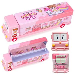 PRIME DEALS Bus Shape Pencil Box for Kids Pink - LXINDIA.COM