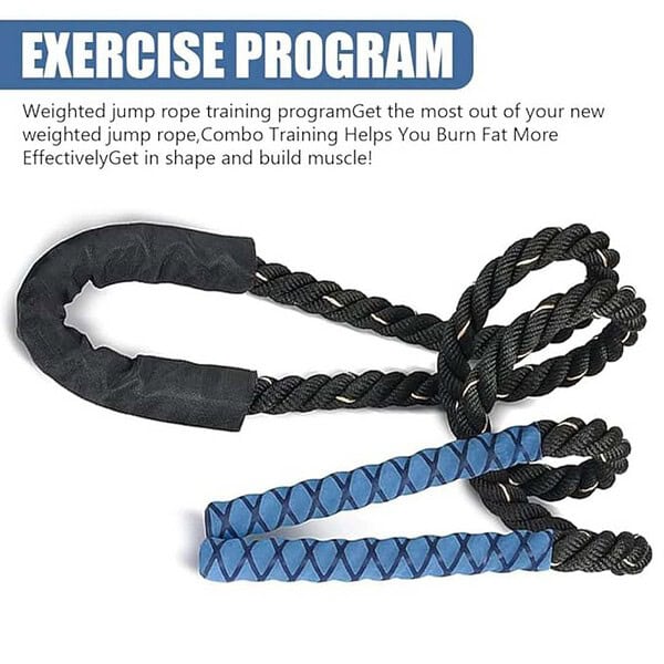 PROBEROS 2.8M Adult Jump Rope 25Mm Gear Black Blue 2 - LXINDIA.COM