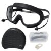 PROBEROS Adult Swim Goggles Swimming Cap Goggles with Intergrated Ear Plugs Black - LXINDIA.COM