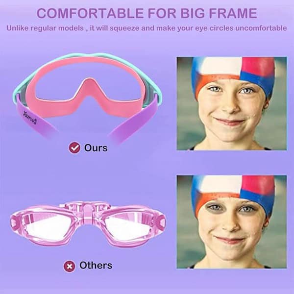 PROBEROS Swimming Goggles for Kids Big Frame Leakproof Swimming Goggles for Kids Age 2 to 16Pink 1 - LXINDIA.COM