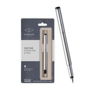 Parker Vector Stainless Steel Chrome Trim Fountain Pen Fine Nib - LXINDIA.COM