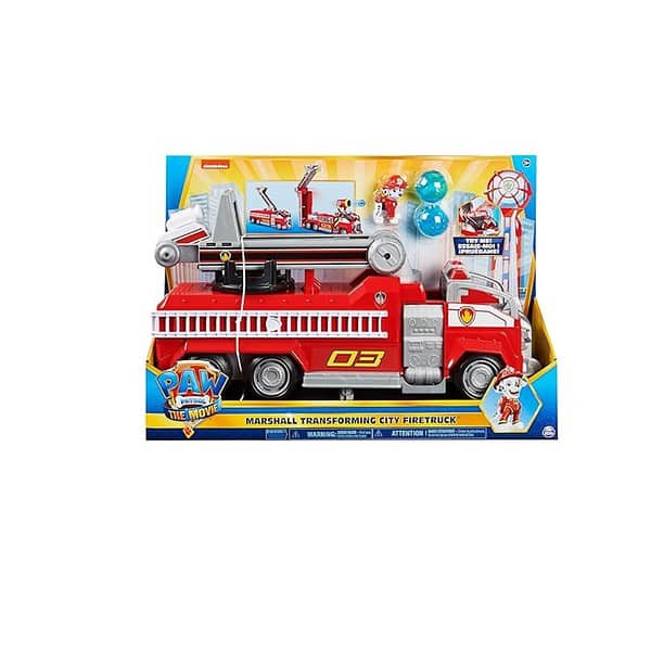 Paw Patrol Marshalls Transforming Movie City Fire Truck with Extending Ladder Lights Sounds A - LXINDIA.COM