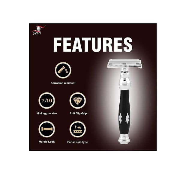 Pearl Shaving Double Edge Butterfly Safety Razor P 81D Black B - LXINDIA.COM