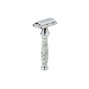 Pearl Shaving Double Edge Butterfly Safety Razor SS 95 Marble white - LXINDIA.COM