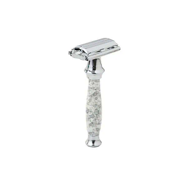 Pearl Shaving Double Edge Butterfly Safety Razor SS 95 Marble white - LXINDIA.COM