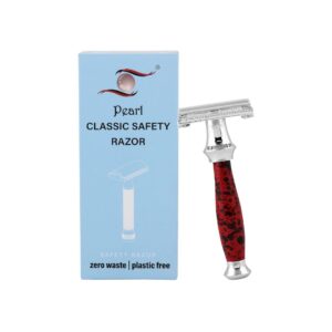 Pearl Shaving Double Edge Safety Razor SS 95 Marble Red - LXINDIA.COM