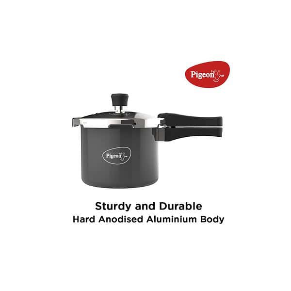 Pigeon By Stovekraft Hard Anodised 3 Litre Pressure Cooker Black B - LXINDIA.COM