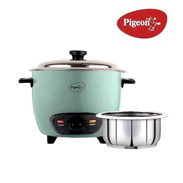 Pigeon Inox Stainleess Steel Automatic Electric Rice Cooker Blue 1.8L 1 - LXINDIA.COM