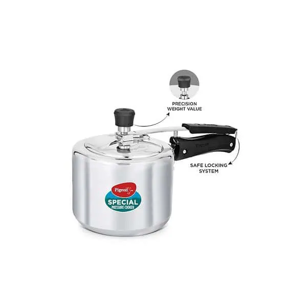 Pigeon by Stovekraft 3 Litre Aluminium Pressure Cooker Silver BIS Certified B - LXINDIA.COM