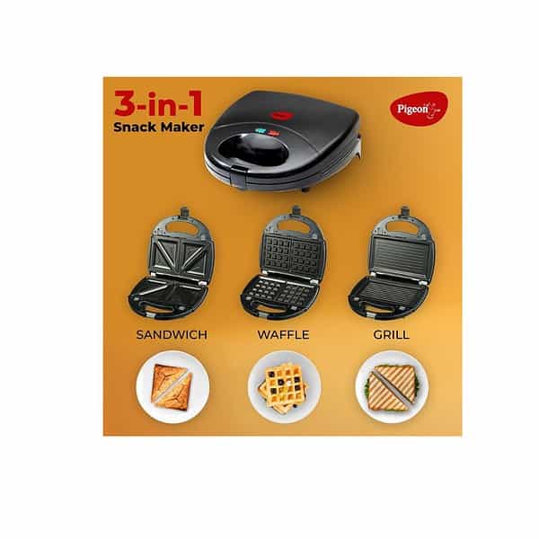 Pigeon by Stovekraft 3 in 1 Sandwich Maker 750 Watt Black a - LXINDIA.COM