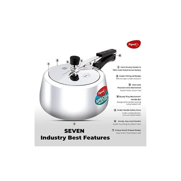 Pigeon by Stovekraft Aluminium 2 Litre Pressure Cooker Silver BIS CertifiedB - LXINDIA.COM