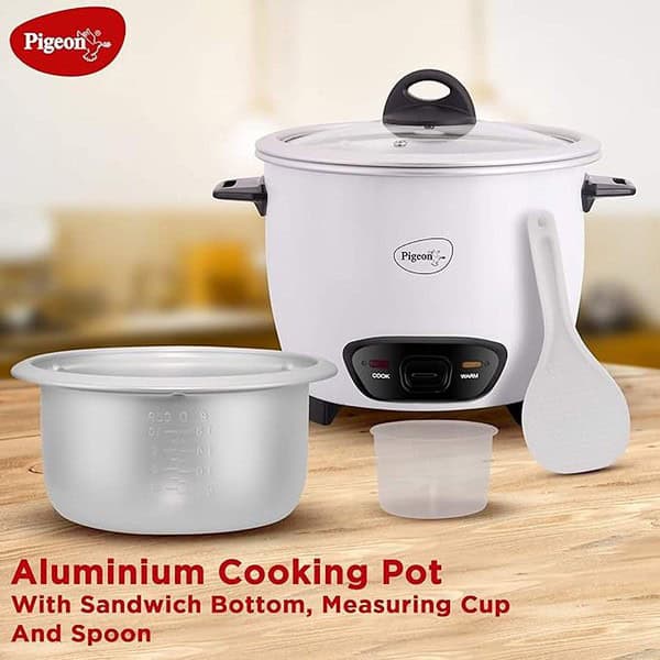 Pigeon by Stovekraft Joy Rice Cooker with Single pot 1 litres White 1 - LXINDIA.COM