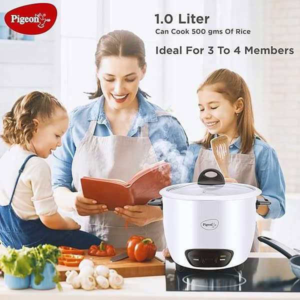 Pigeon by Stovekraft Joy Rice Cooker with Single pot 1 litres White 2 - LXINDIA.COM