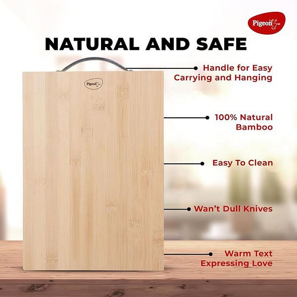 Pigeon by Stovekraft Large Natural Bamboo Wood Chopping Board 34 x 24cm2 - LXINDIA.COM