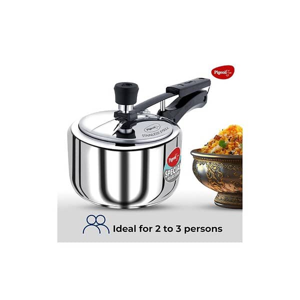 Pigeon by Stovekraft Stainless Steel 2 Litre Pressure Cooker Silver BIS CertifiedA - LXINDIA.COM