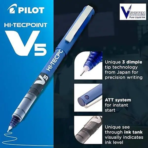 Pilot Hi Tecpoint V5 Extra Fine Point Pure Liquid Ink Roller Ball Pen 1 Blue 1 Black 1 Red1 - LXINDIA.COM