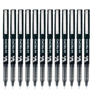 Pilot Hi Tecpoint V5 Extra Fine Point Pure Liquid Ink Roller Ball Pen Black Ink Pack of 12 - LXINDIA.COM