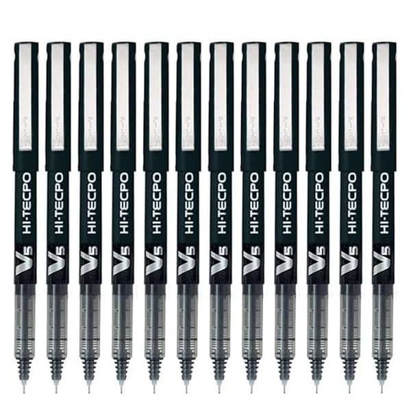 Pilot Hi Tecpoint V5 Extra Fine Point Pure Liquid Ink Roller Ball Pen Black Ink Pack of 12 - LXINDIA.COM