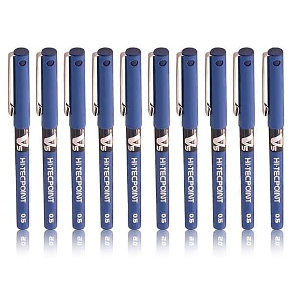 Pilot Hi Tecpoint V5 Extra Fine Point Pure Liquid Ink Roller Ball Pen Blue Ink Pack of 10 - LXINDIA.COM