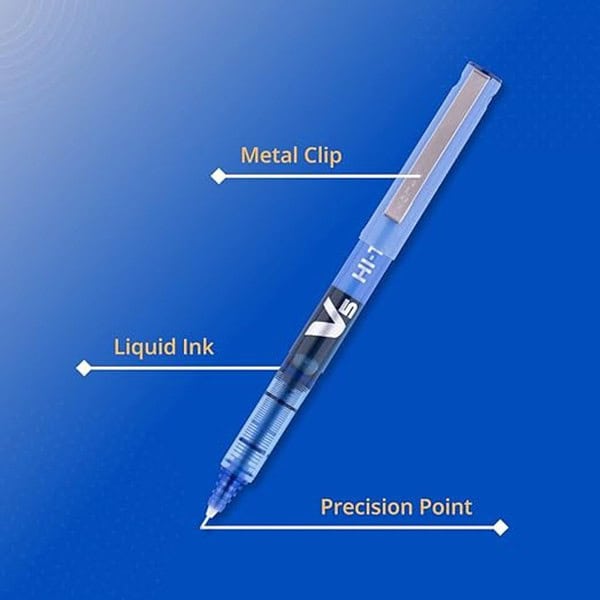 Pilot Hi Tecpoint V5 Extra Fine Point Pure Liquid Ink Roller Ball Pen Blue Ink2 - LXINDIA.COM