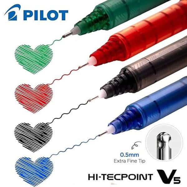 Pilot V5 Roller Fine Ball Pen Pack of 10 7Blue 1Black 1Red 1Green3 - LXINDIA.COM