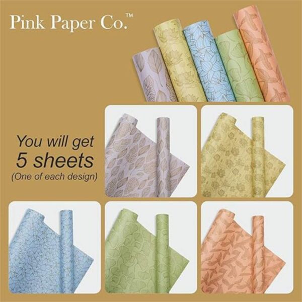 Pink Paper Co Gift Wrapping Paper Sheets with Name Stickers and Satin Ribbon Pack of 5 Assorted3 - LXINDIA.COM