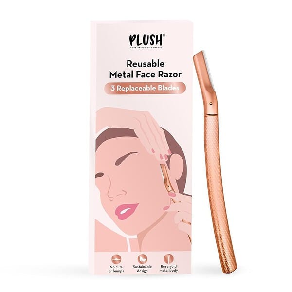 Plush Reusable Metal Face Razor For Women Rose Gold Finish Zinc Body - LXINDIA.COM