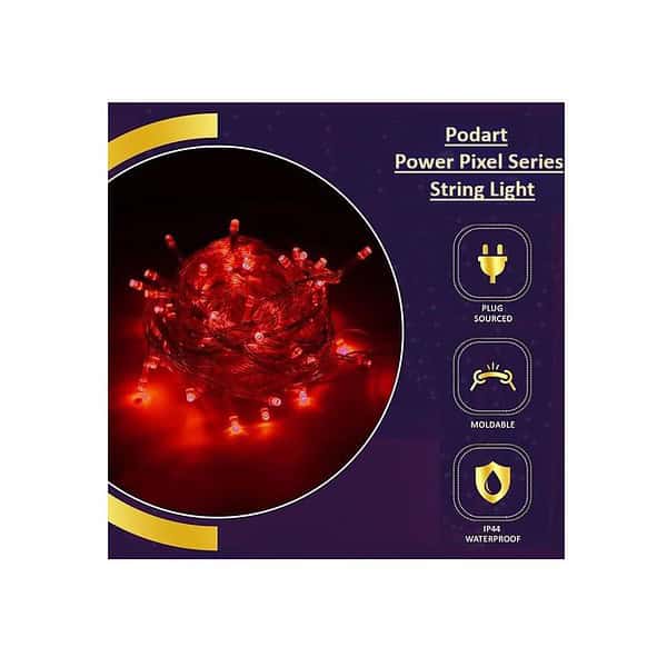 Podcart 36 feet Long 40 LED Power Pixel Serial String Light Red Pack of 3 B - LXINDIA.COM