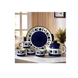 Praahi Lifestyle Tea Cup Set with Kettle and Serving Tray A - LXINDIA.COM