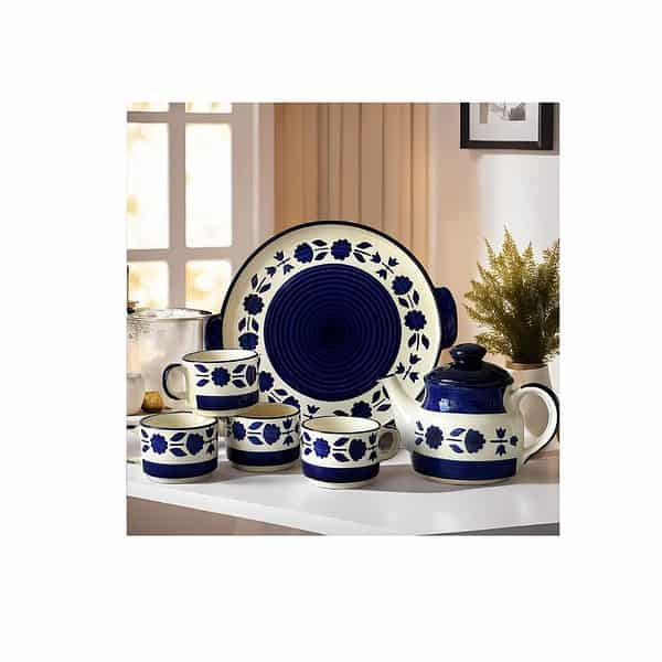 Praahi Lifestyle Tea Cup Set with Kettle and Serving Tray A - LXINDIA.COM