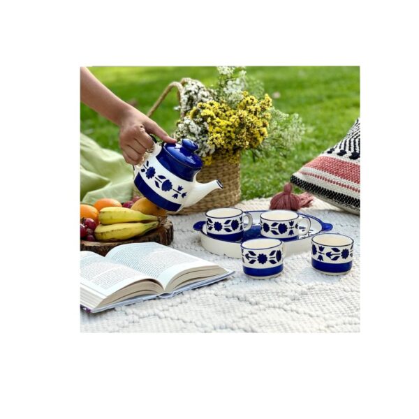 Praahi Lifestyle Tea Cup Set with Kettle and Serving Tray B 1 - LXINDIA.COM