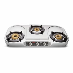 Preethi Topaz Stainless Steel 3 Burner Gas Stove - LXINDIA.COM