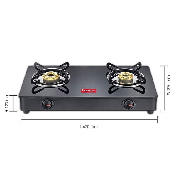 Prestige IRIS Toughened Glass Top 2 Brass Burner LPG Gas Stove1 - LXINDIA.COM