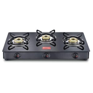 Prestige IRIS Toughened GlassTop 3 Brass Burner LPG Gas Stove - LXINDIA.COM