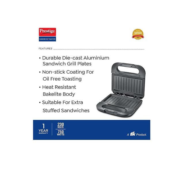 Prestige PGDP 03 SS 750 W Sandwich Toaster B - LXINDIA.COM