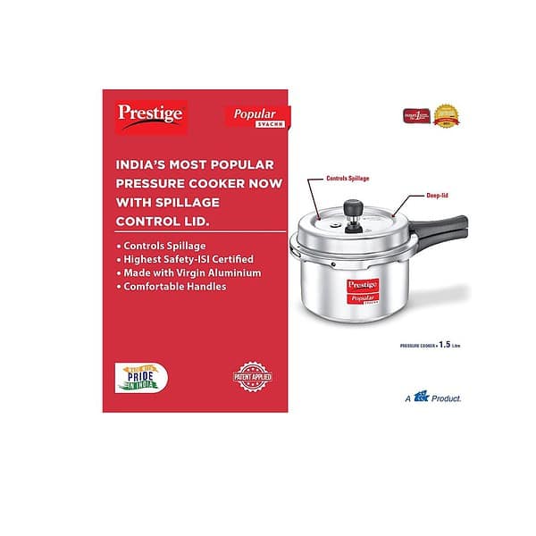 Prestige Popular Svachh Aluminium 1.5 Litre Pressure Cooker A - LXINDIA.COM