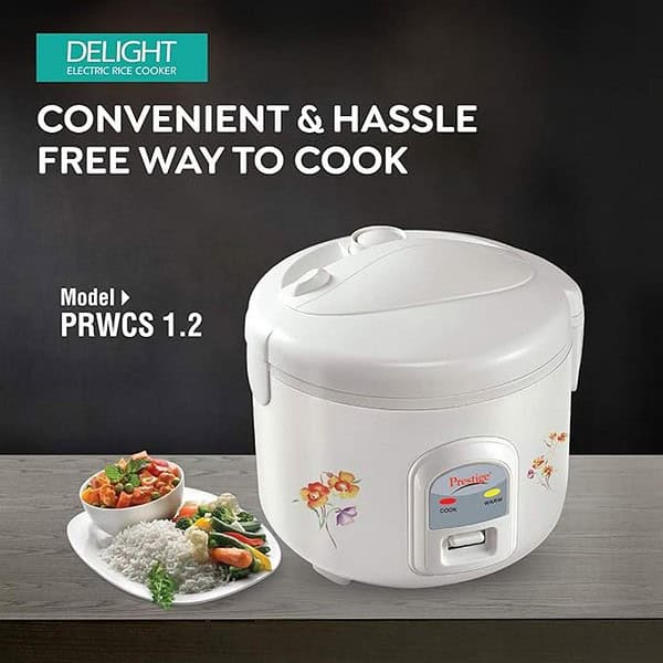 Prestige Prwcs 500 Watt Electric Rice Cooker White 1.2 Liter 1 - LXINDIA.COM