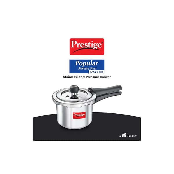 Prestige Svachh Popular Stainless Steel Pressure Cooker 1.5 L Silver - LXINDIA.COM