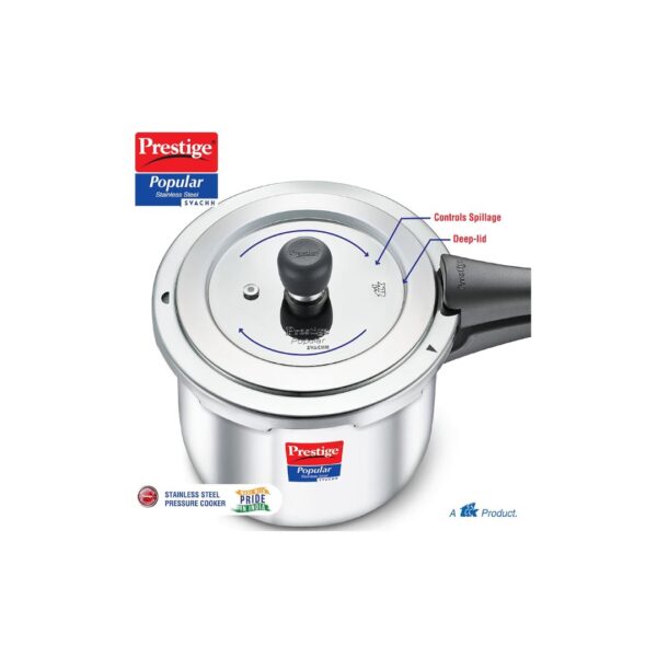 Prestige Svachh Popular Stainless Steel Pressure Cooker 1.5 L SilverA - LXINDIA.COM