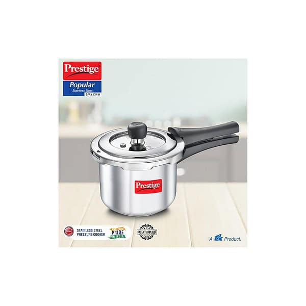 Prestige Svachh Popular Stainless Steel Pressure Cooker 1.5 L SilverB - LXINDIA.COM