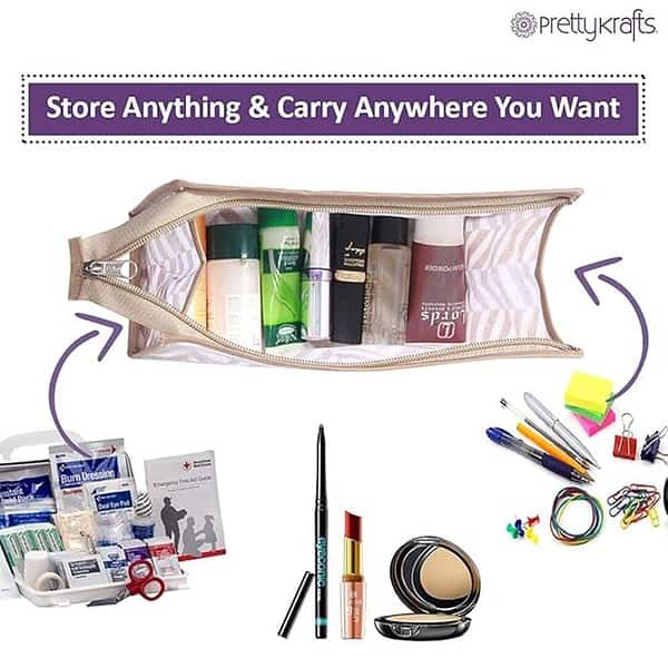 PrettyKrafts Plastic Shaving Kit Makeup kit Pouch Organizer Pack of 2 Beige 1 - LXINDIA.COM