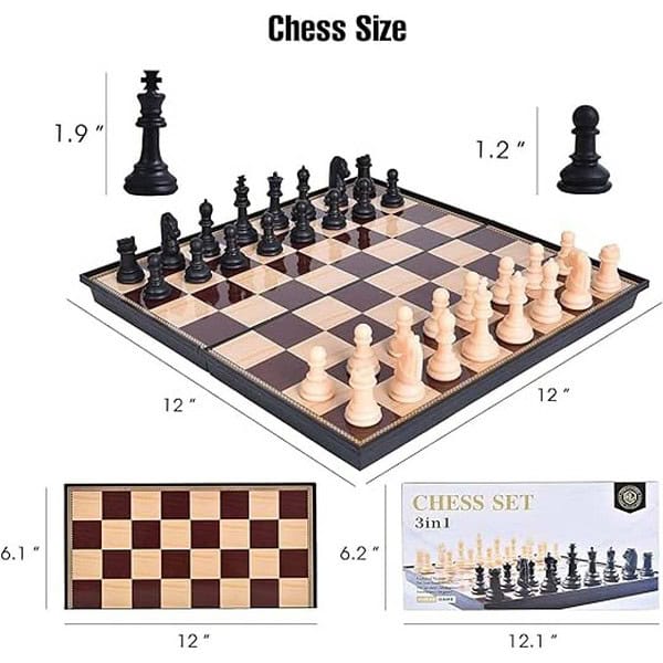 Prime Deals Magnetic Educational Plastic Chess Board Set 12 Inch Brown Color 1 - LXINDIA.COM