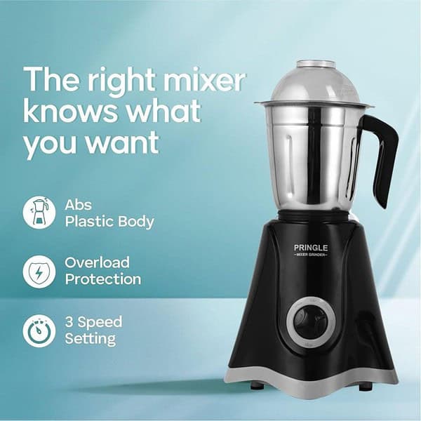 Pringle 2 Jar Mixer Grinder 500W Powerful Motor Black2 - LXINDIA.COM