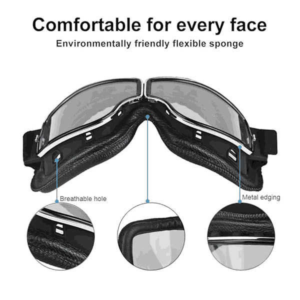 Proberos Motorcycle Eyewear Helmet Goggles Vintage Goggles Pack of 1 Black1 - LXINDIA.COM